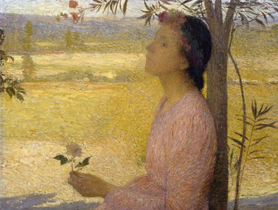 Young Woman with a Rose by Henri Martin
